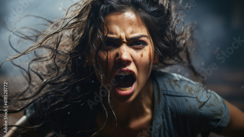 A woman is upset and screaming realistic , Background Image, HD © ACE STEEL D