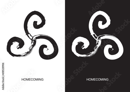 Poster of Homecoming symbol. Most popular Native American Ancient Symbols. Black ink handwriting. Vector