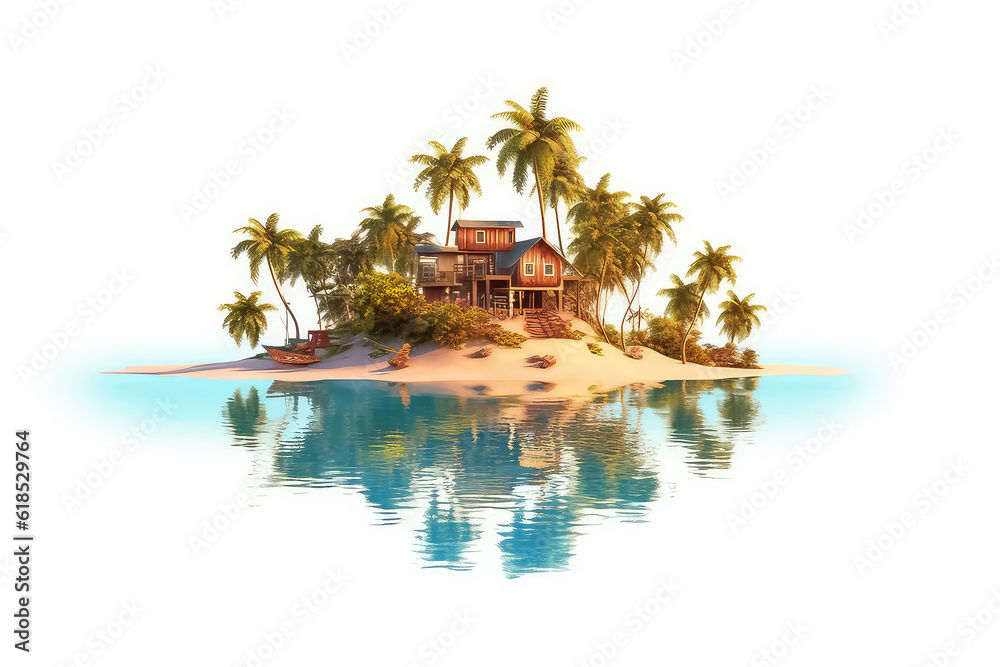 Beautiful tropical island with white sand