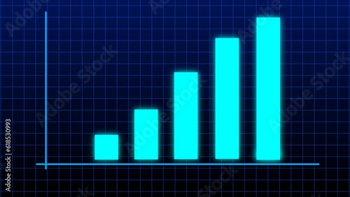 Neon blue financial data and diagrams hart