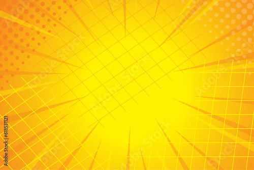 yellow comic background with dots and squares pattern