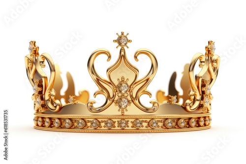 3d isolates a gold crown on a white background