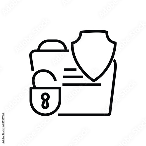 Data breach insurance case linear icon. Digital information protection policy. Thin line customizable illustration. Contour symbol. Vector isolated outline drawing. Editable stroke. Arial font used