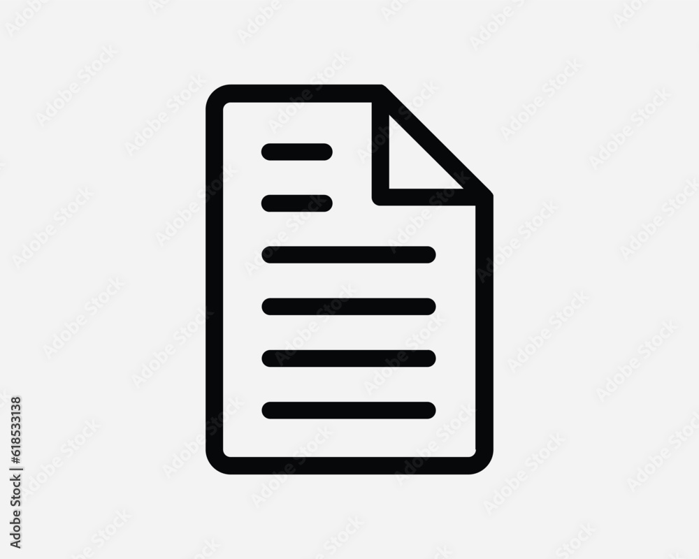 Document Icon. Text File Page Contract Report Note Doc Word Letter Form Sheet Page Outline Black White Graphic Clipart Artwork Symbol Sign Vector EPS Document Icon. Text File Page Contract Report Note Doc Word Letter Form Sheet Page Outline Black White Graphic Clipart Artwork Symbol Sign Vector EPS