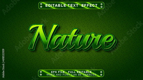 Nature text effect template with 3d style use for logo and business brand