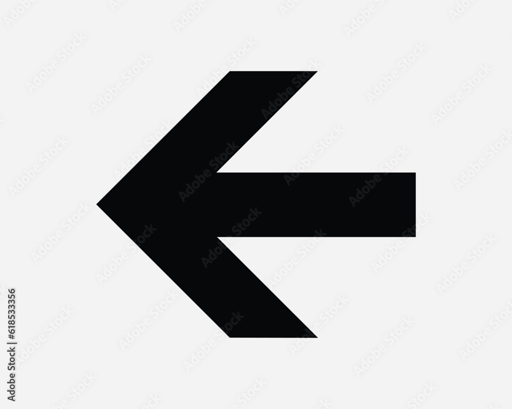 Left Arrow Icon. Point Pointer Exit Path Entrance Navigation Direction Traffic Road Sign West Symbol. Black White Graphic Clipart Artwork Vector EPS Left Arrow Icon. Point Pointer Exit Path Entrance Navigation Direction Traffic Road Sign West Symbol. Black White Graphic Clipart Artwork Vector EPS
