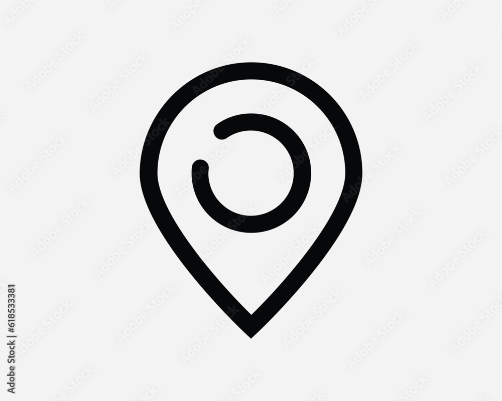 Location Pin Line Icon. GPS Navigation Position Point Pointer Map Direction Mark Marker Place Travel Info. Black White Outline Symbol Sign Vector EPS Location Pin Line Icon. GPS Navigation Position Point Pointer Map Direction Mark Marker Place Travel Info. Black White Outline Symbol Sign Vector EPS