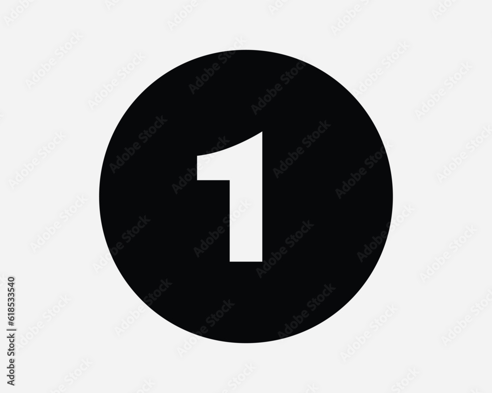 Number One Round Icon. Numeral 1 Circle Button Digit Count Counter