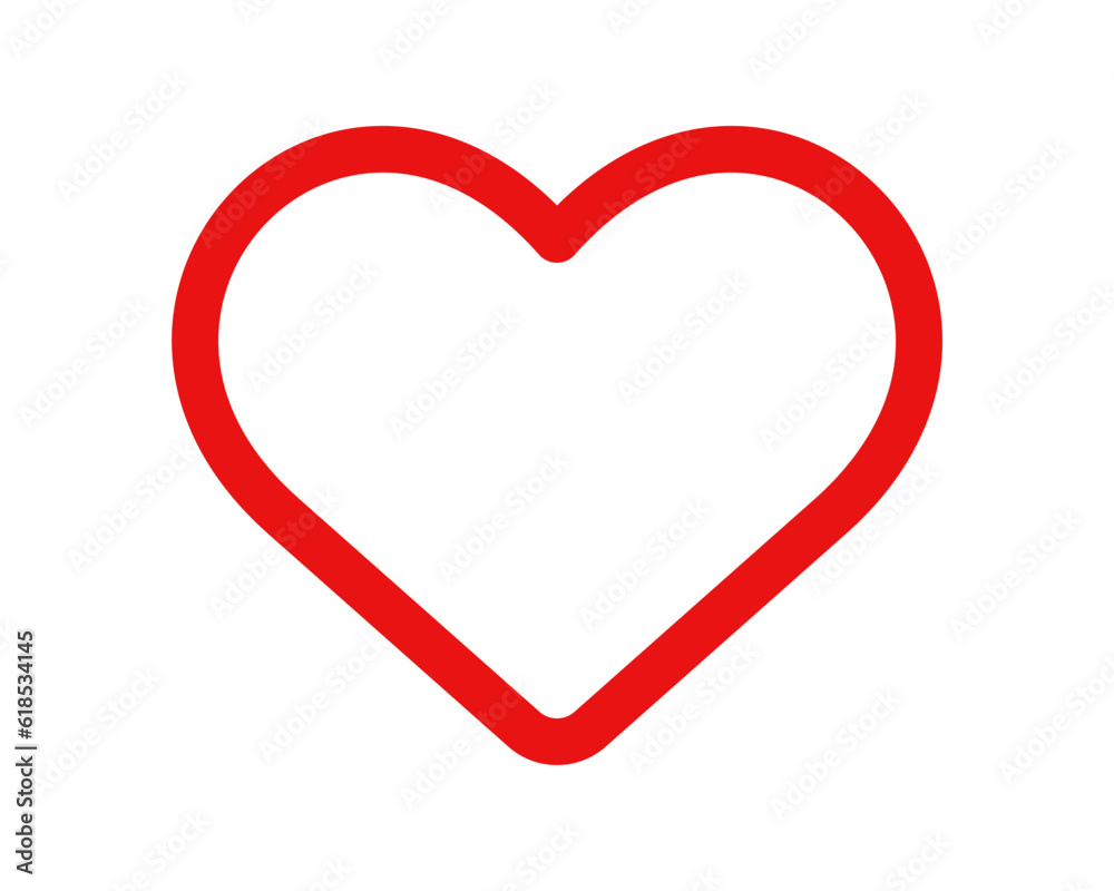 Heart icon. Red line heart symbol. Valentine's Day symbol. Like icon.