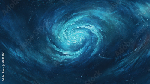 Color, wormhole and universe space spiral in dark sky for astrology black hole, solar system and science research. Ai generated, vortex and dimension tunnel of explosion, cosmic creation or big bang