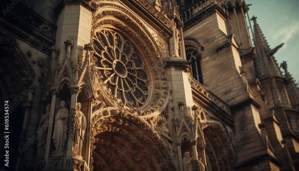 Naklejka premium Gothic basilica ancient symbol of spirituality and history generated by AI