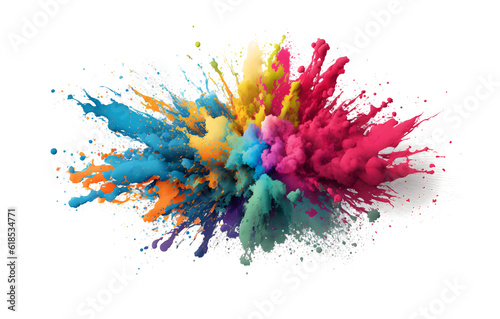 Multicolor paint powder explosion burst png. industrial print isolated on transparent