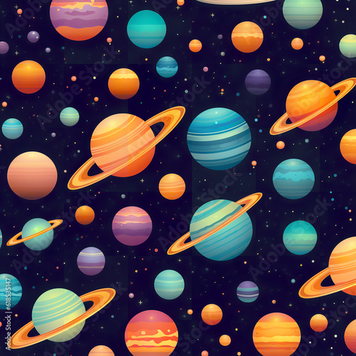seamless pattern with planets and stars ai gen