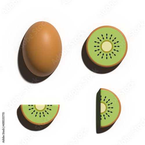 3D rendering kiwi tropical fruit