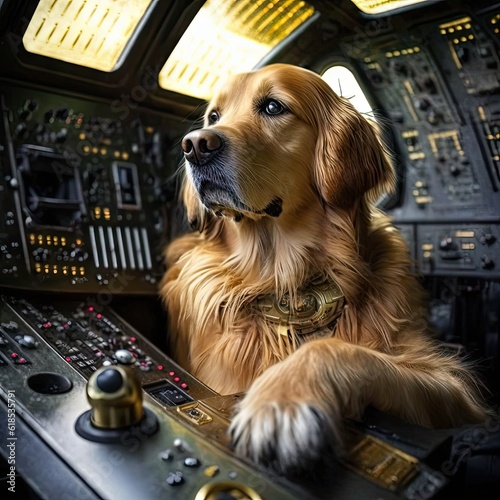 Canine Co-Pilot: A Golden Retriever in the Millennium Falcon  photo