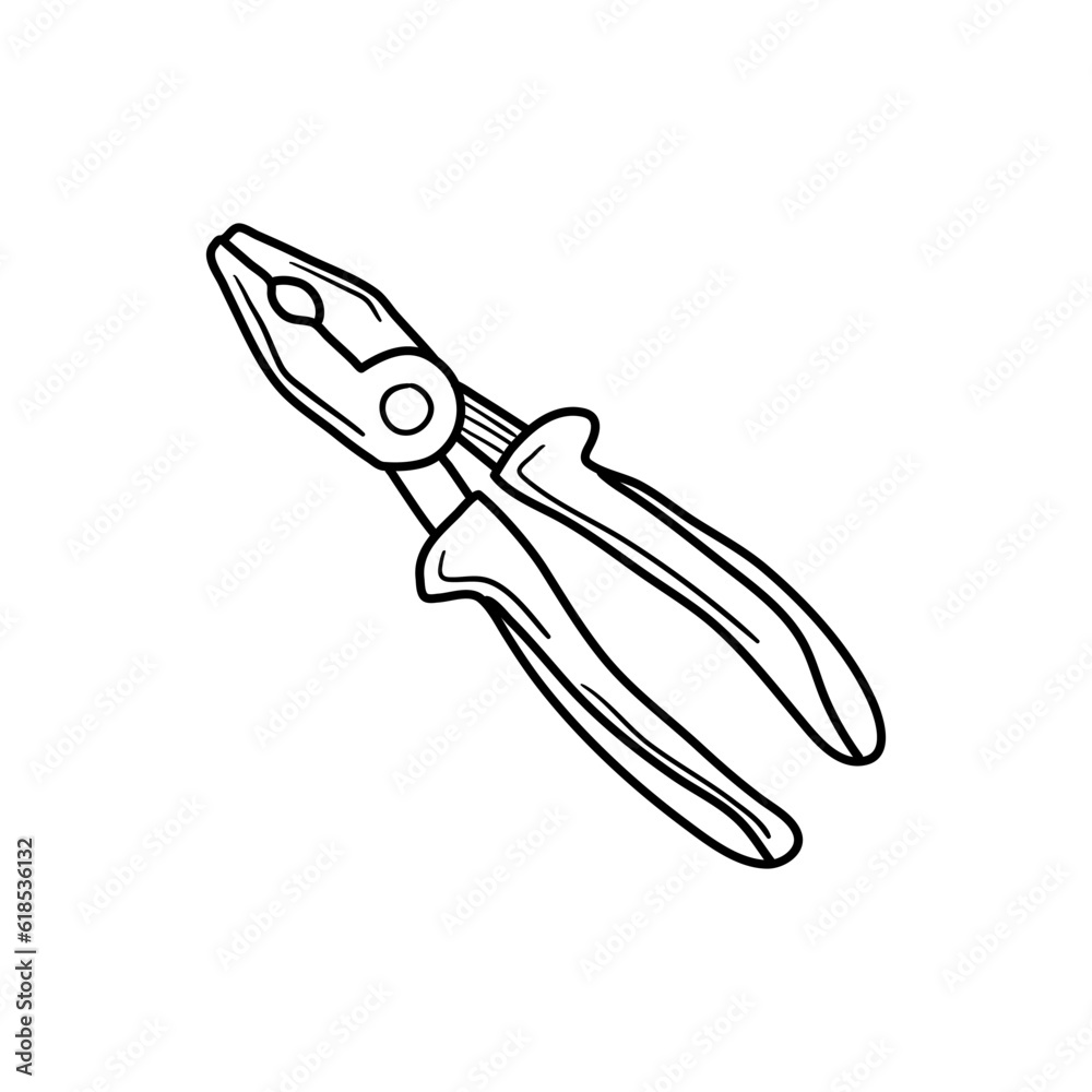Obraz premium Plier doodle icon in vector. Hand drawn plier icon in vector