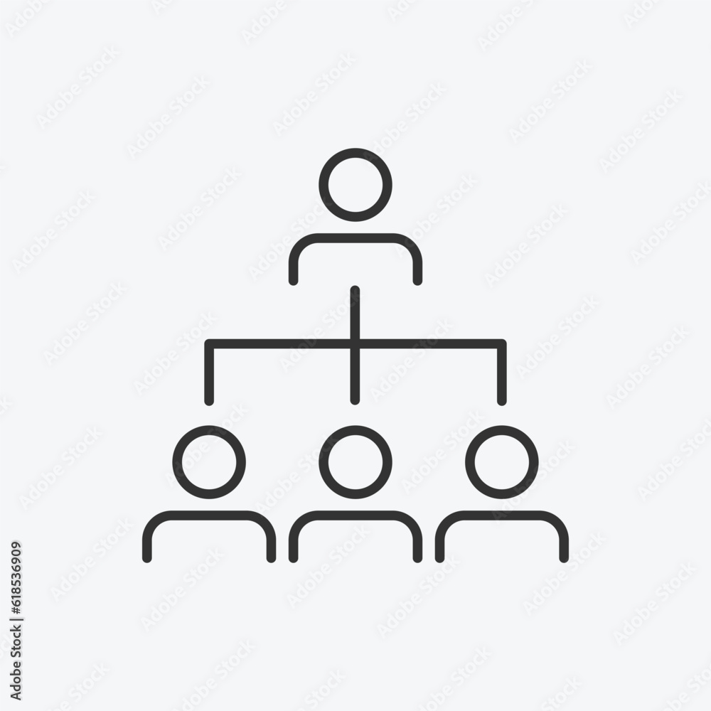 Organisation vector icon. Management line icon. Business Management outline icon. Vector icon related to business process, team work and human resource management. Organisation vector icon. Management line icon. Business Management outline icon. Vector icon related to business process, team work and human resource management.