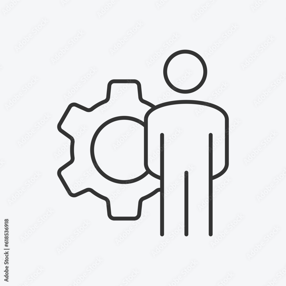 Managing vector icon. Management line icon. Business Management outline icon. Vector icon related to business process, team work and human resource management. Managing vector icon. Management line icon. Business Management outline icon. Vector icon related to business process, team work and human resource management.