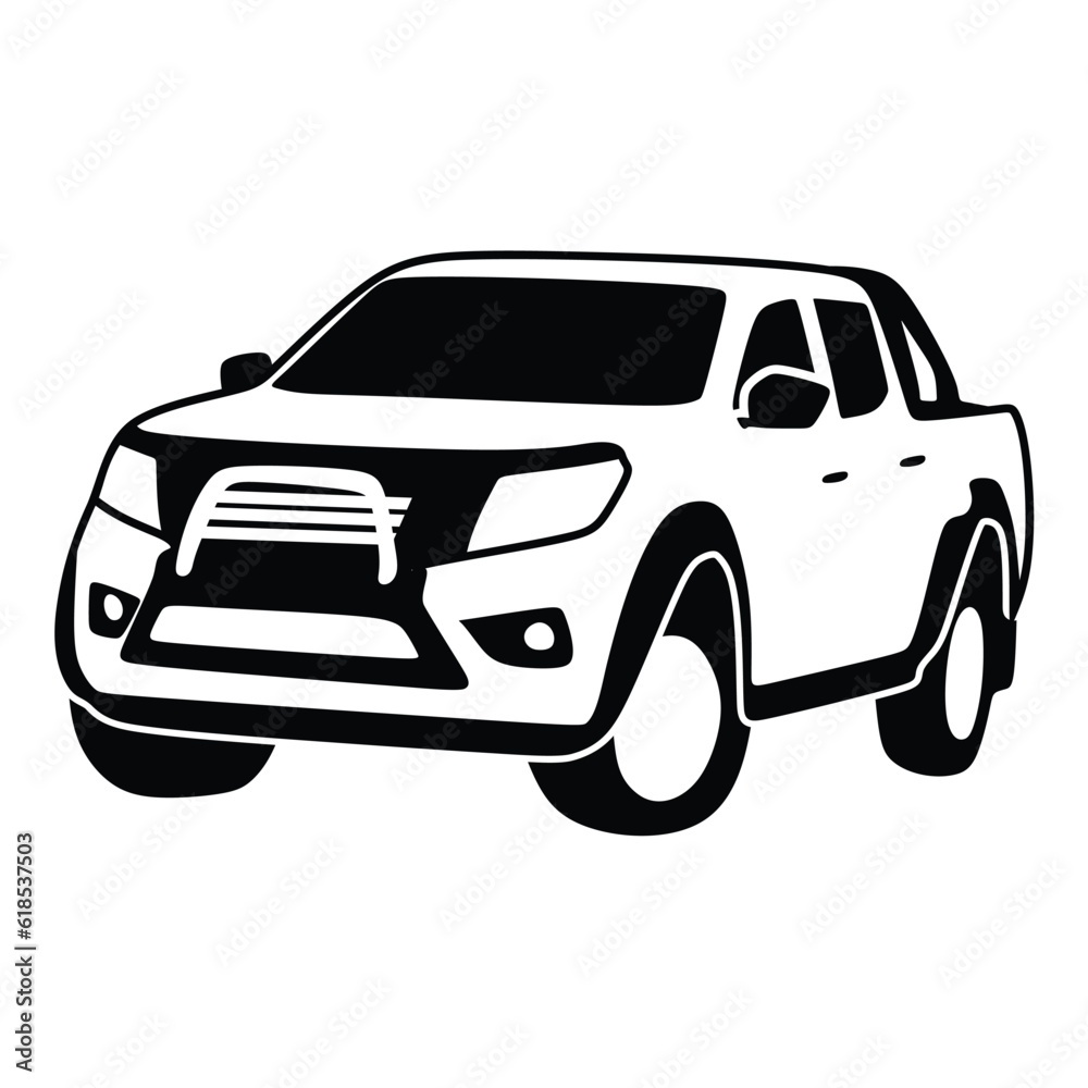 dashing car icon, black white line art, vector, logo