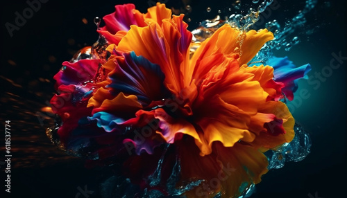 Vibrant underwater flower head in tropical reef generated by AI © Jeronimo Ramos