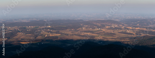 Panoramic view of villages near city of Prnjavor, view from mountain Ljubic