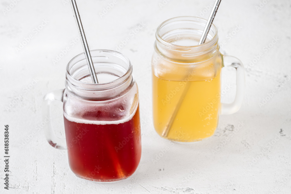 Two kombucha jars Two kombucha jars