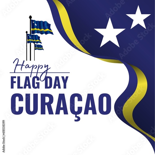 Premium Vector | Curacao national day patriotic poster. flying rubber balloon in colors of the dutch flag. curacao national day 2rd july