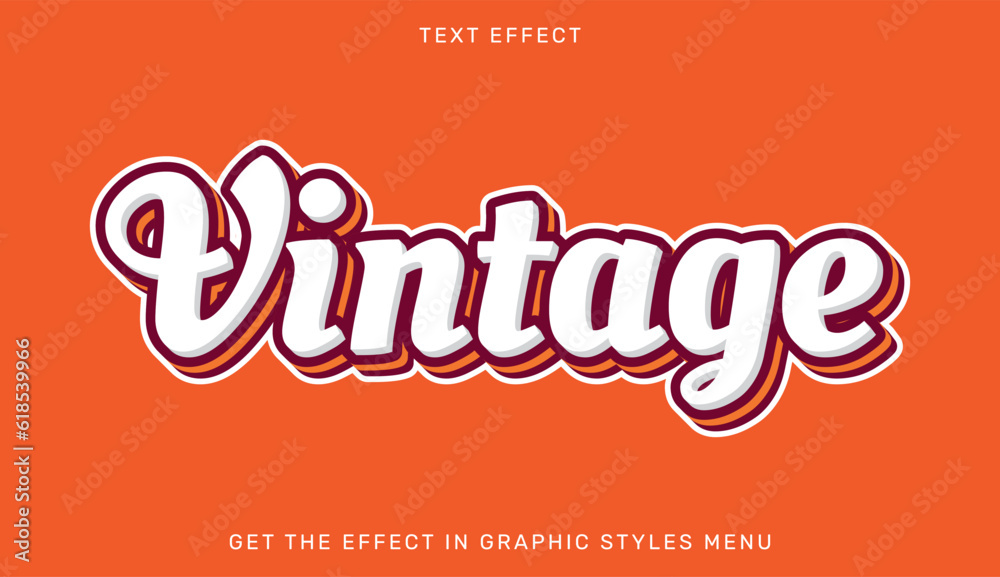 Vintage editable text effect in 3d style. Text emblem for advertising, branding and business logo