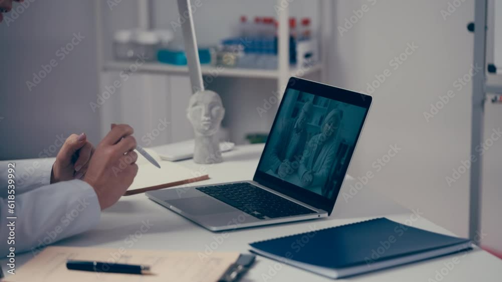 Senior couple consulting with family doctor online, remote medical services Senior couple consulting with family doctor online, remote medical services