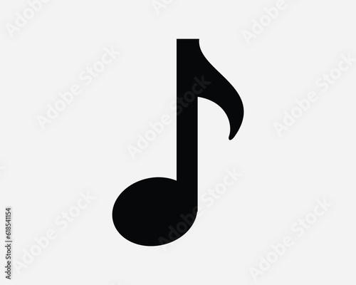 Quaver Music Icon. Musical Note Melody Bass Tune Quater Classical Song Tone Audio Shape. Black White Graphic Clipart Artwork Symbol Sign Vector EPS