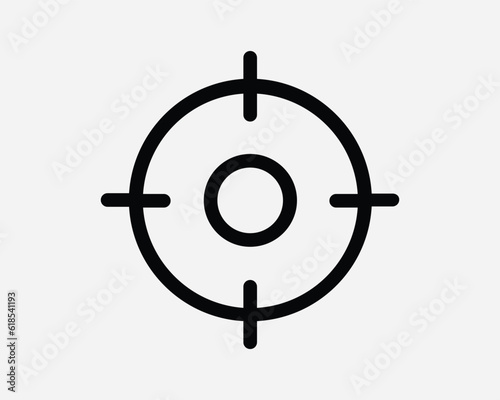 Round Crosshair Icon. Target Aim Cross Sight Military Gun Shoot Shooting Sniper Mark Point Black White Graphic Clipart Artwork Symbol Sign Vector EPS