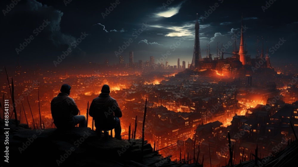 custom made wallpaper toronto digitalConstruction workers against the backdrop of the city