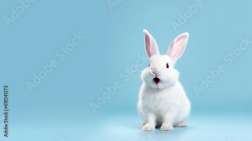 cute animal pet rabbit or bunny white color smiling an.Generative AI © sudipdesign