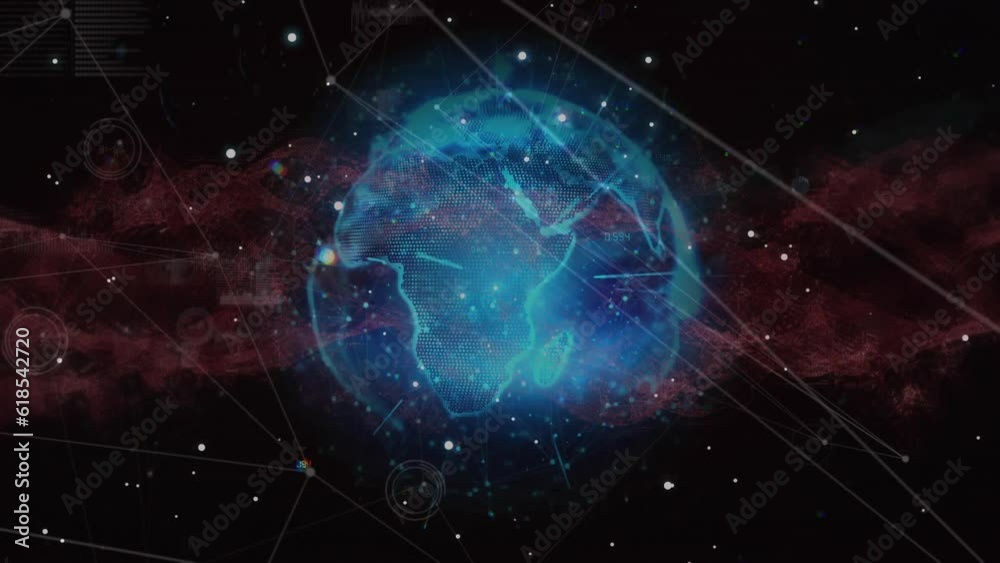 Animation of network of connections over globe Animation of network of connections over globe