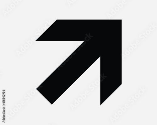 Top Right Arrow Icon Point Pointer Exit Path Navigation Direction Traffic Road Sign Arrowhead Black White Graphic Clipart Artwork Symbol Vector EPS