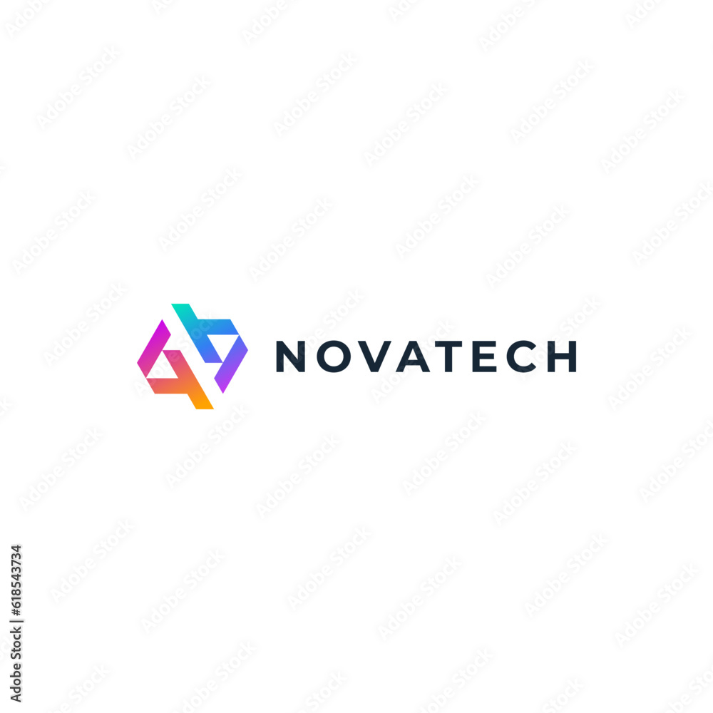 letter N and letter T for technology logo design