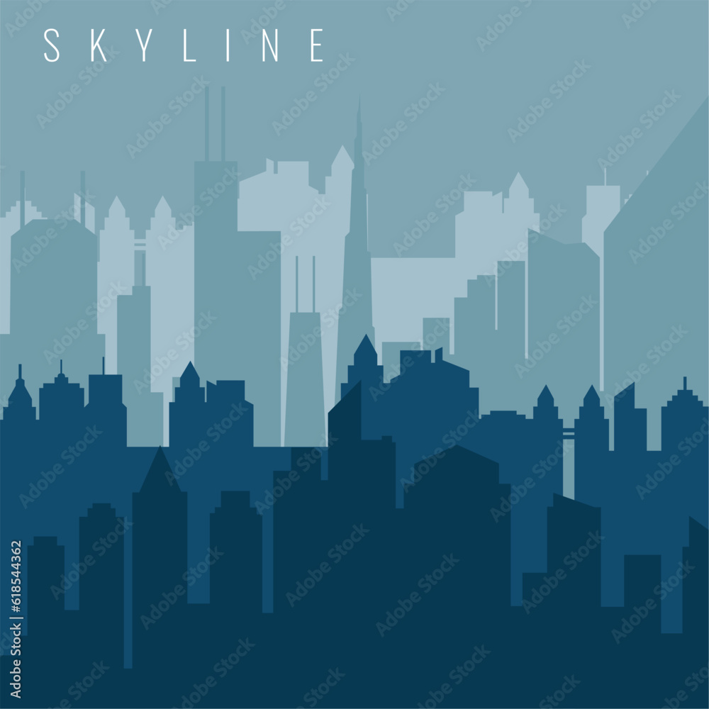 Abstract skyline with silhouettes of different buildings Vector