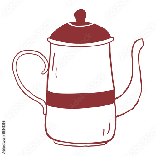 Isolated colored tea pot sketch icon Vector