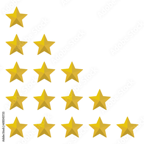 Set of golden rating stars. Rating from one to five gold stars