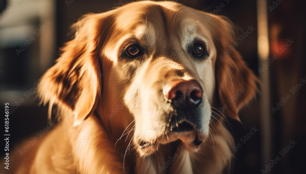 Cute puppy portrait, focus on furry snout generated by AI