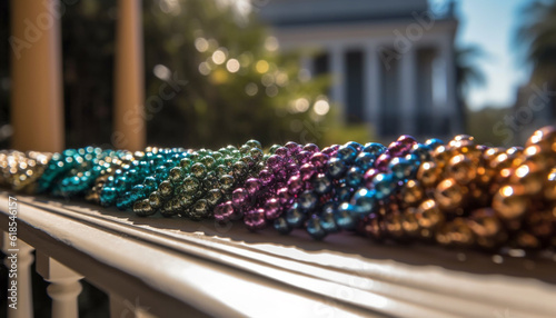 Wallpaper Mural Golden necklace shines on green table outdoors generated by AI Torontodigital.ca