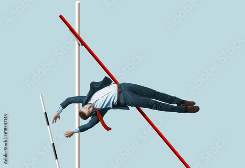 Obraz na plátně Pole vault over the bar as a metaphor for business success