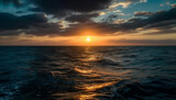 Sunset over tranquil seascape, nature beauty reflected generated by AI