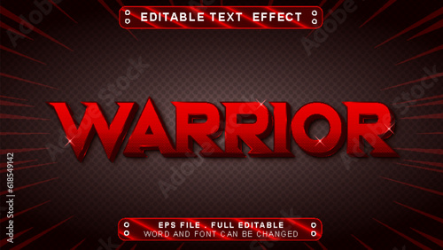 Warrior text effect template with 3d style use for logo and business brand