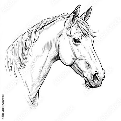 horse head sketch isolated on white