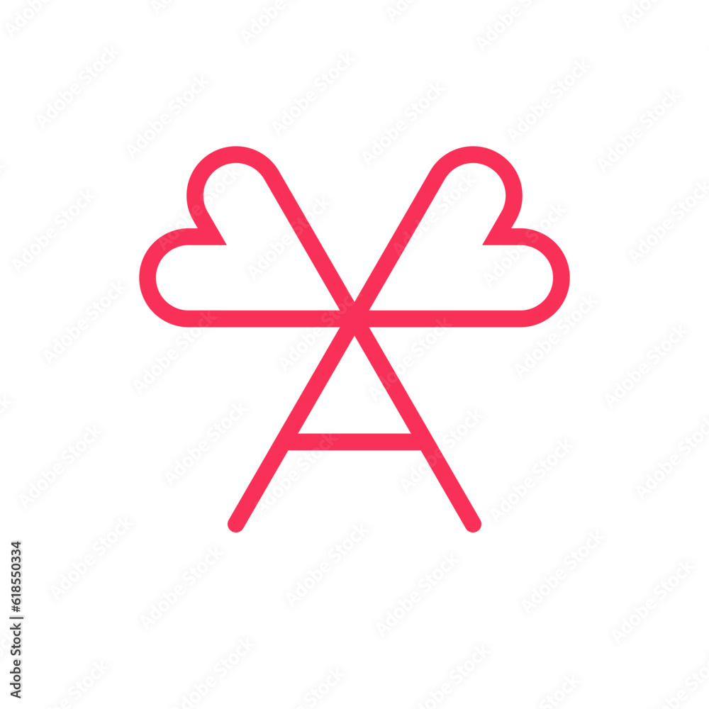 Letter A heart love creative minimal logo design Letter A heart love creative minimal logo design