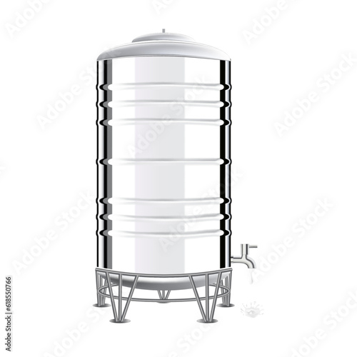 Realistic stainless steel water tanks for homes to drink and use household elements isolated on white background. vector illustration EPS 10.