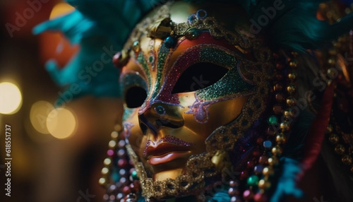 Elegance and mystery in ornate Mardi Gras costume generated by AI © Jeronimo Ramos