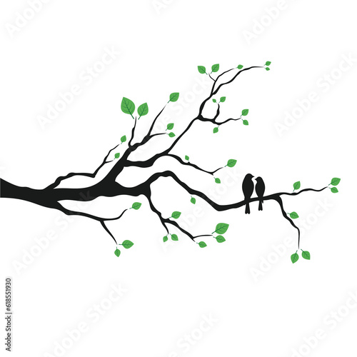 bird on branch vector art illustration design