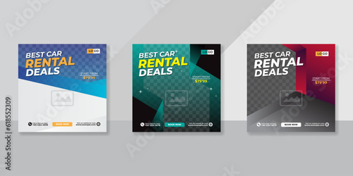Rent a car banner for flyer and social media post template